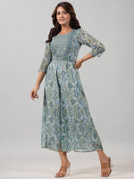 Thumbnail for Juniper Women Green Chiffon Printed with Embroidery Jumpsuit - Distacart