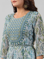 Thumbnail for Juniper Women Green Chiffon Printed with Embroidery Jumpsuit - Distacart