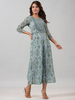 Thumbnail for Juniper Women Green Chiffon Printed with Embroidery Jumpsuit - Distacart
