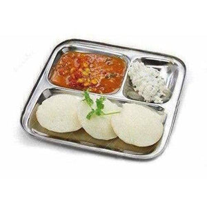 Stainless Steel 3 in 1 Plate with 3 Compartment - Set of 4 - Distacart