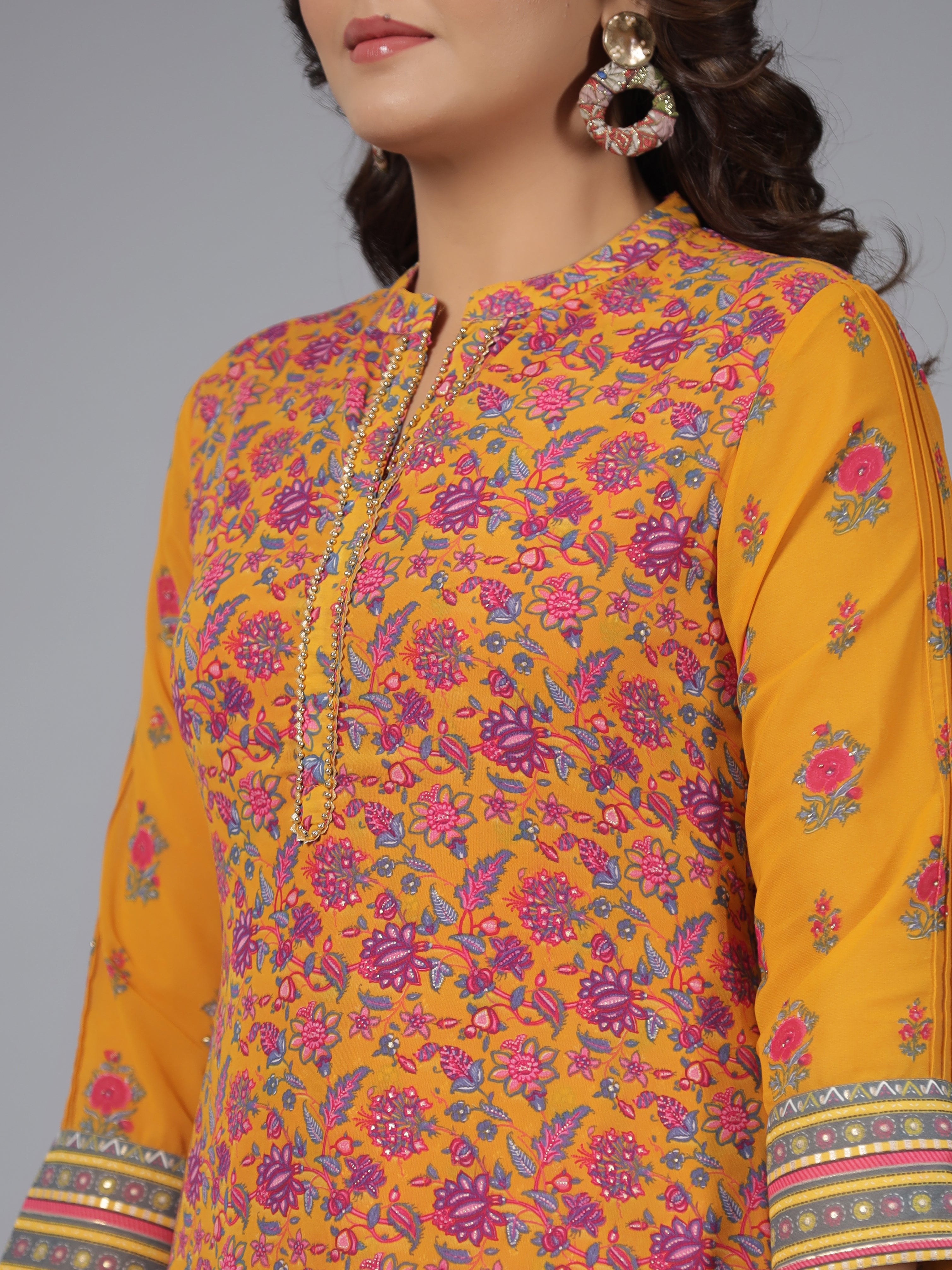 Juniper Women Mustard Georgette Printed Draped Maxi Dress - Distacart