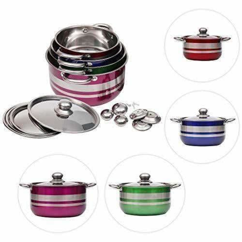 Kitchen Cooking  Stainless Steel Gas Induction Cookware Set with Lid - 4 Pieces - Distacart