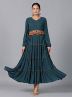 Thumbnail for Juniper Women Bottle Green Rayon Crepe Tiered Maxi Dress - Distacart