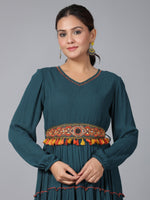 Thumbnail for Juniper Women Bottle Green Rayon Crepe Tiered Maxi Dress - Distacart