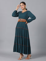 Thumbnail for Juniper Women Bottle Green Rayon Crepe Tiered Maxi Dress - Distacart