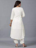 Thumbnail for Juniper Women Ivory Magnus Embellished High-Low Kurta and Pants Set - Distacart