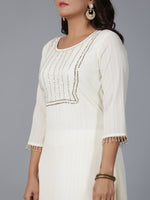 Thumbnail for Juniper Women Ivory Magnus Embellished High-Low Kurta and Pants Set - Distacart
