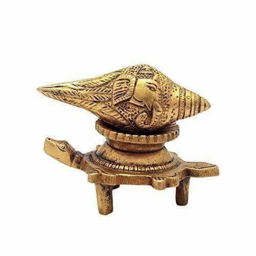 Brass Vishnu Shankh Conch Shell For Puja With Vastu/ Fengshui Tortoise For Home Decor - Distacart