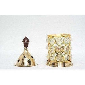 Brass Akhand Diya -Diamond Crystal Deepak - Oil Lamp - Distacart