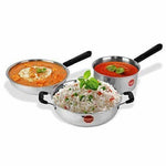Thumbnail for Stainless Steel Induction Cookware  Sauce Pan +Kadhai + Fry Pan - Set of 3 - Distacart
