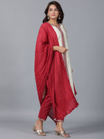 Thumbnail for Juniper Women Ivory Chanderi Embroidered Kurta, Pants & Dupatta Set - Distacart
