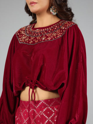 Juniper Women Fuchsia Velvet Embellished Clothing Set - Distacart
