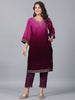 Juniper Women Purple Velvet Embroidered Kurta & Pants Set - Distacart