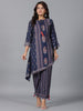 Juniper Women Navy Blue Rayon Printed Kurta Pant Set - Distacart
