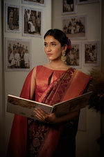 Thumbnail for Vardha Myrtle Wine Golden Zari Kanjeevaram Silk Saree