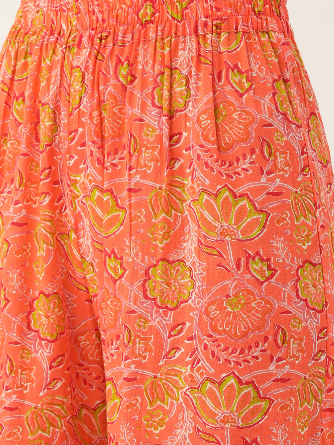 Jaipur Kurti Women Off-White & Peach-Coloured Printed Kurta with Sharara & Dupatta - Distacart
