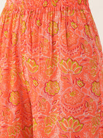 Thumbnail for Jaipur Kurti Women Off-White & Peach-Coloured Printed Kurta with Sharara & Dupatta - Distacart