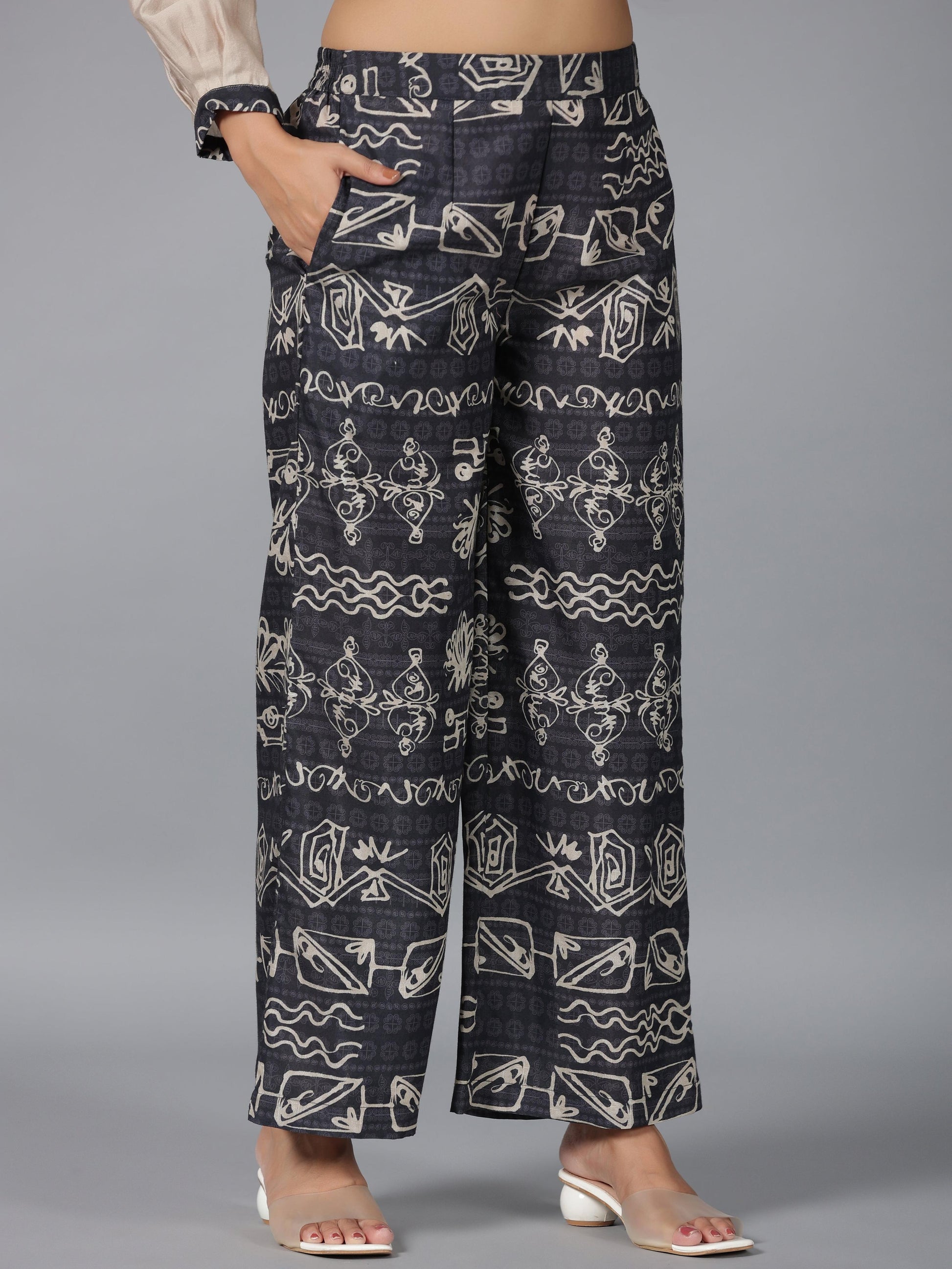 Juniper Women Beige Muslin Printed Kurta & Pants Set - Distacart