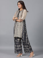 Thumbnail for Juniper Women Beige Muslin Printed Kurta & Pants Set - Distacart