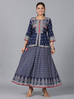 Thumbnail for Juniper Women Indigo Shantoon Printed Maxi Dress - Distacart