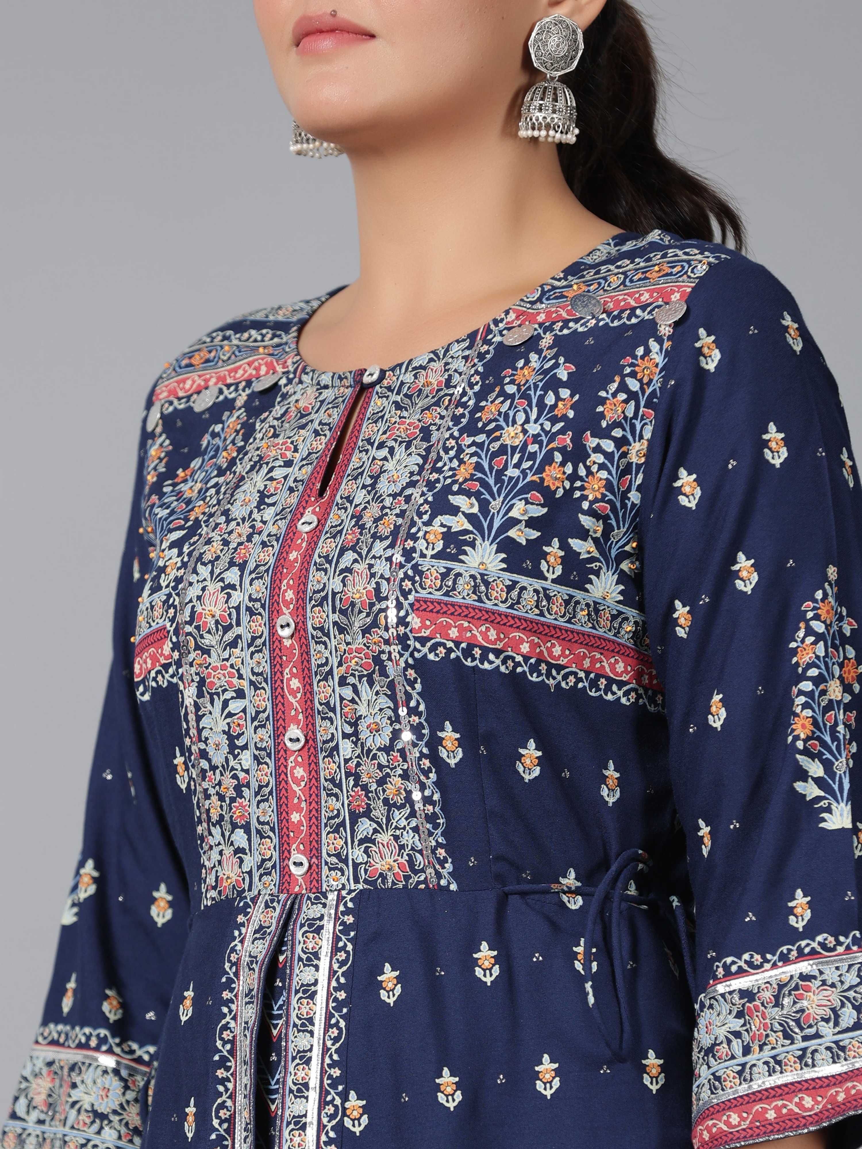 Juniper Women Indigo Shantoon Printed Maxi Dress - Distacart