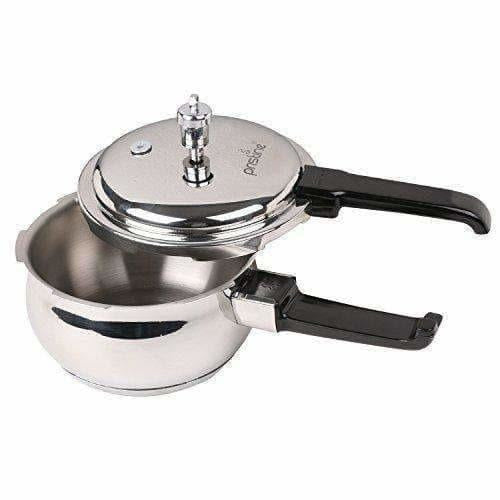 Stainless Steel Handi Pressure Cooker, Silver - 2.5 Litres - Distacart