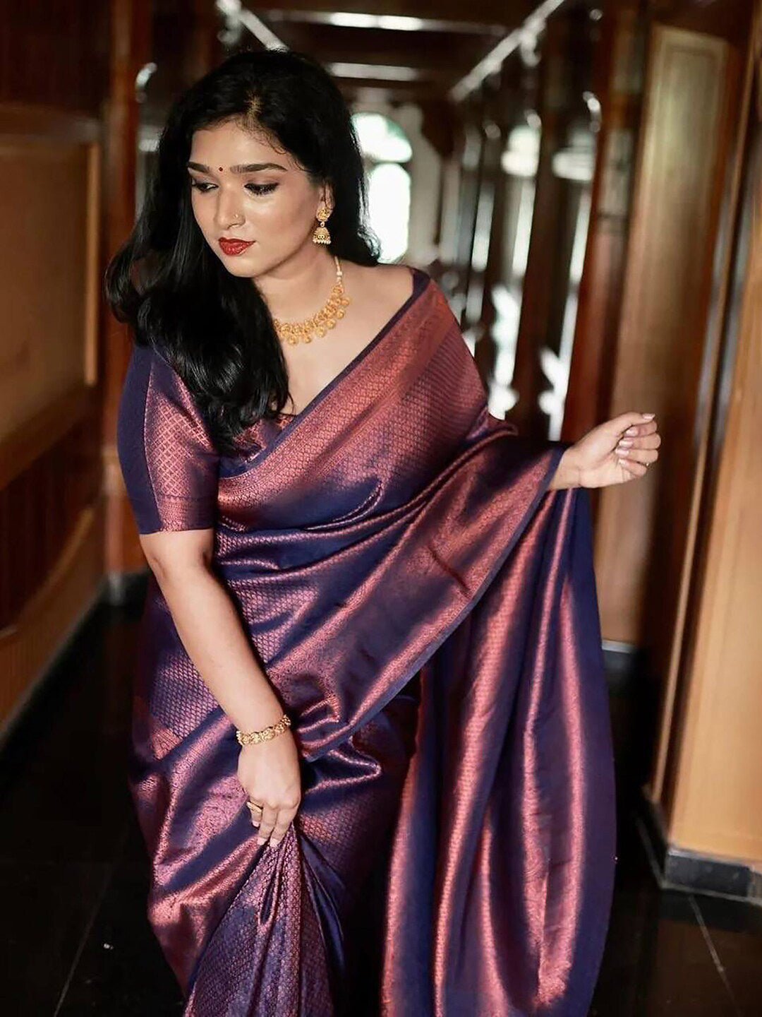 Kalini Woven Design Zari Silk Blend Banarasi Saree - Distacart