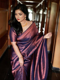 Thumbnail for Kalini Woven Design Zari Silk Blend Banarasi Saree - Distacart