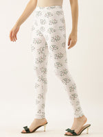 Thumbnail for Souchii White & Green Printed Slim-Fit Ankle-Length Leggings - Distacart