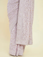 Thumbnail for Soch Floral Embroidered Pure Chiffon Saree - Distacart