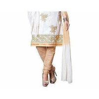Thumbnail for Cotton Embroidered Unstitched Salwar Suit - White - Distacart