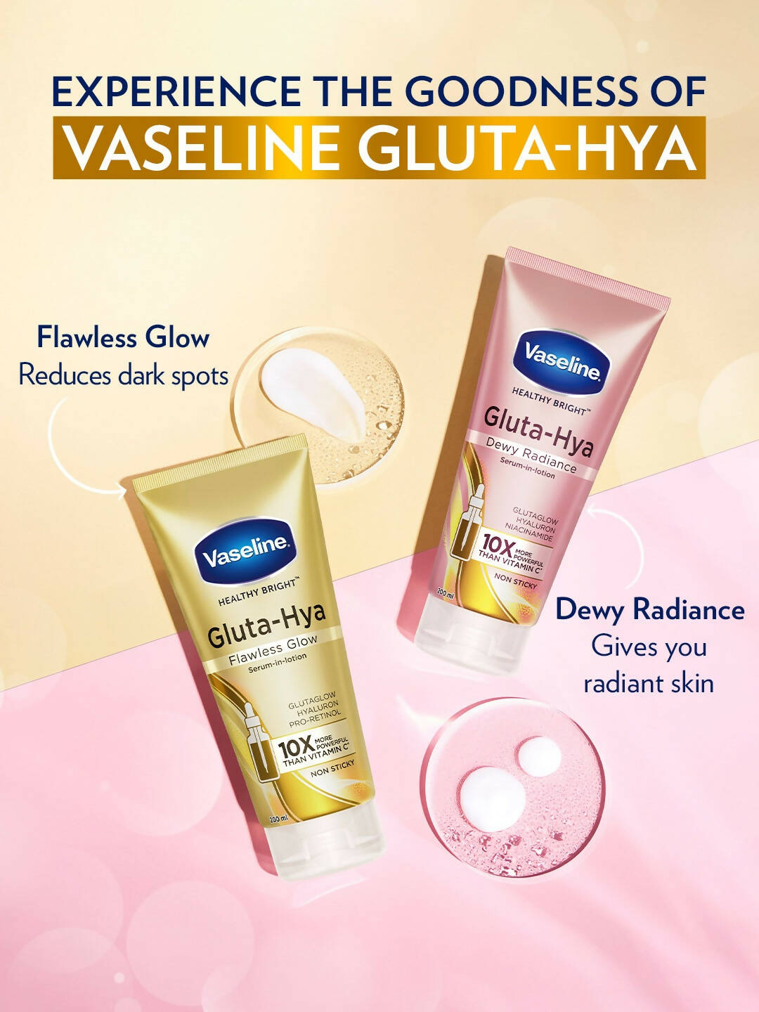 Buy Vaseline Gluta Hya Serum-in-Lotion - Dewy Radiance & Flawless Glow  Combo Online at Best Price