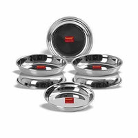 Thumbnail for Stainless Steel Heavy Gauge Small Halwa Plates with Mirror finish -  Set of 6pc - Distacart