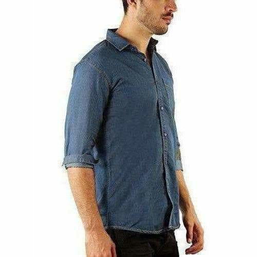 Men's Denim Full Sleeve Casual Shirt Dark Blue Color - Distacart