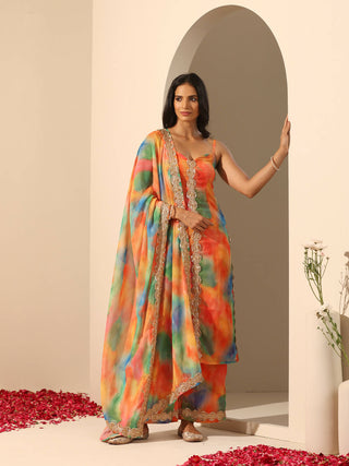 Pomcha Jaipur Orange Gul-Rangbirangi Suit Set - Distacart
