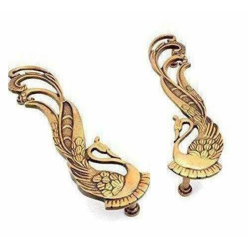 Peacock Design Brass Door Handle Pair (2 pcs) - Distacart