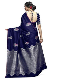 Thumbnail for Shiv Textiles Women's Dark Blue Jacquard Art Silk Saree