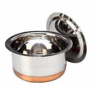Stainless Steel Patila Round Copper Bottom Container Ganj Tapeli with Lid - Distacart