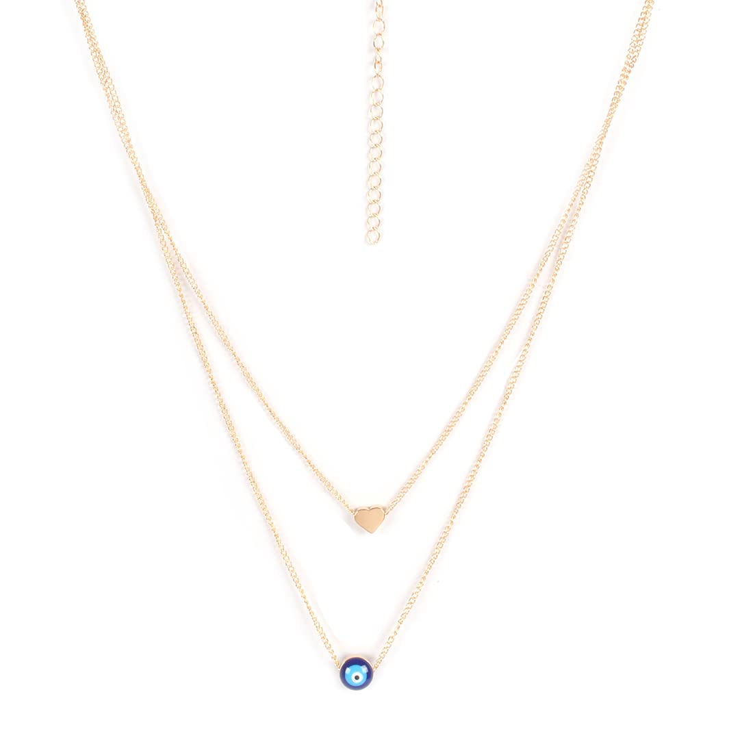 Gold-Toned Alloy Heart & Evil Eye Necklace - The Pari - Distacart