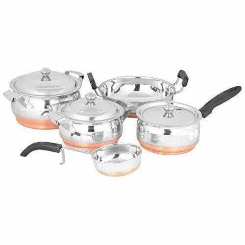 Stainless Steel  Cookware -  Along With Copper Bottom - Set of 5 Pieces - Distacart