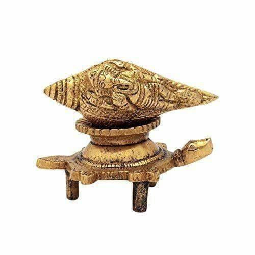 Brass Vishnu Shankh Conch Shell For Puja With Vastu/ Fengshui Tortoise For Home Decor - Distacart