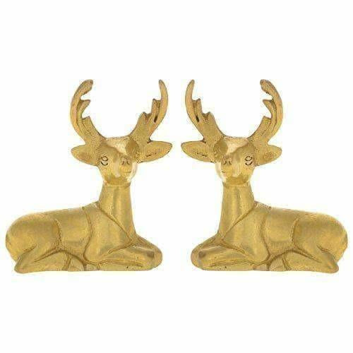 Home Decor Decoration Made of Brass Deer Statue - Set of 2 - Distacart
