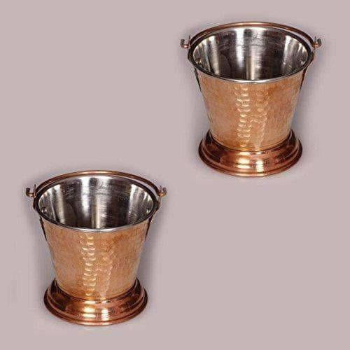 Handmade Hammered Copper Curry Bucket Set of - 2 Pieces - Distacart