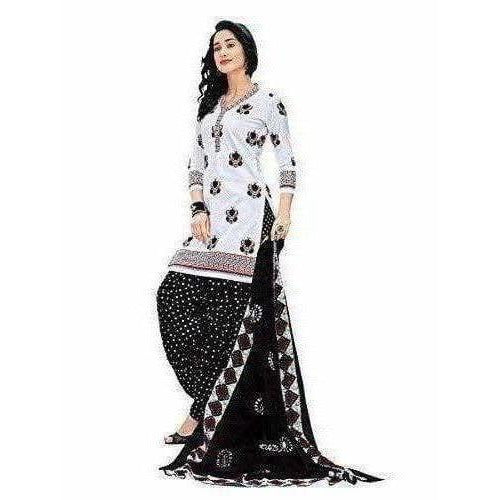 Women's Cotton Unstitched White Salwar Suit Material - Distacart