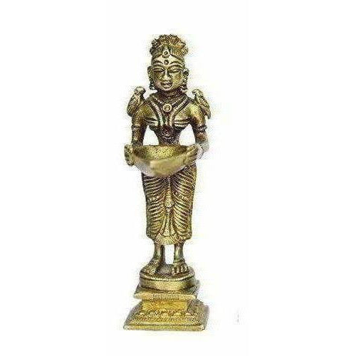 Oil Lamp Deep Lady Brass Collectible Handicraft Small Art - Distacart