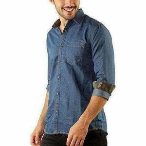 Men's Denim Full Sleeve Casual Shirt Dark Blue Color - Distacart