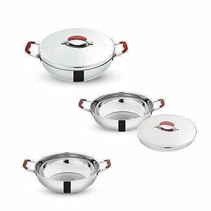 Stainless Steel Kadai with  Lid - 2.5 Litres - Distacart