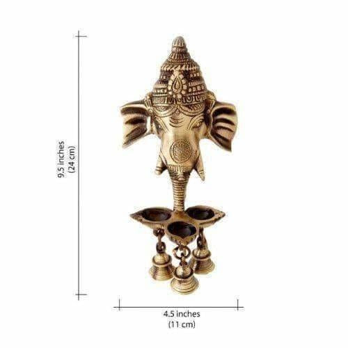 Brass Ganesha Wall Hanging Deepak With Bells - Distacart