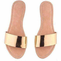 Thumbnail for Golden Strap Flats Ladies Slippers Girls Slippers - Distacart