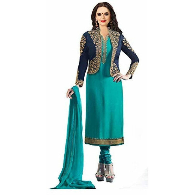Salwar Suit Material (Turquoise) - Distacart